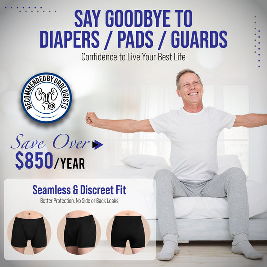 Men's Ultra-absorbent Incontinence Boxer Briefs